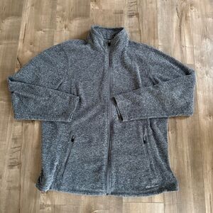 Eddie Bauer Fleece Full Zip Sweater Jacket Women XLT Gray Heathered Outdoor
